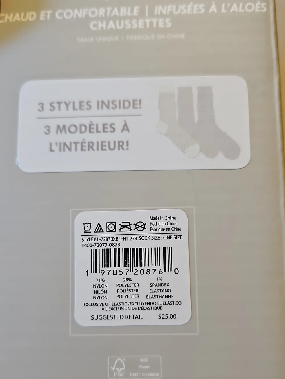 LEMON 3 PAIR PACK OF ALOE INFUSED SOCKS: NEW IN BOX: OS